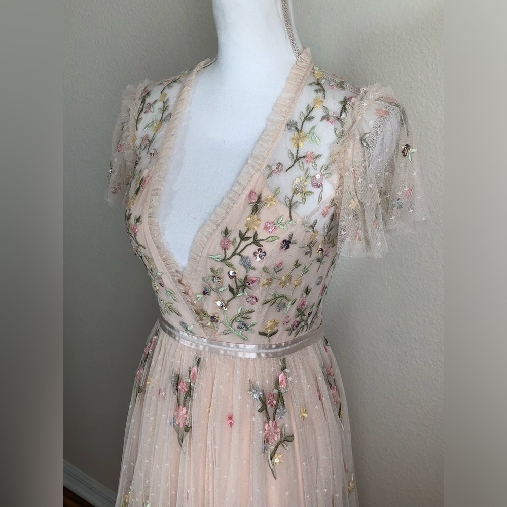 Needle & Thread Petunia Cap Sleeve Gown dress tulle ballerina sequins floral - Picture 6 of 16
